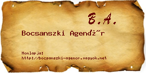 Bocsanszki Agenór névjegykártya